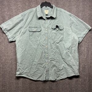 L.L.Bean Mens XXL Button Down Short‎ Sleeve Shirt Two Pocket Sage Green 2XL